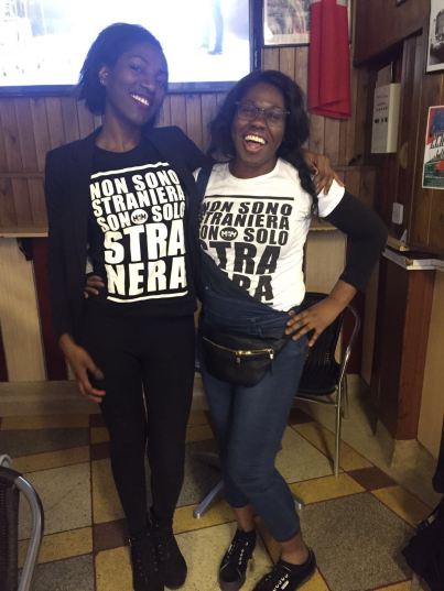 Student activists: Kai with Stefania - "We are not FOREIGNERS, we are only BLACKER" The t-shirt slogan campaign which has gone viral!